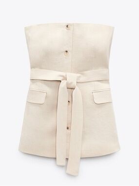 Zara Strapless Cream vest with Waist Tie